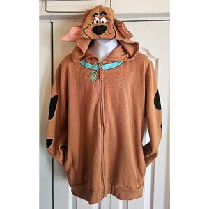 Scooby Doo Kids Fleece Hoodie Full Zip Hooded Jacket Cartoon Face Ears 14-16